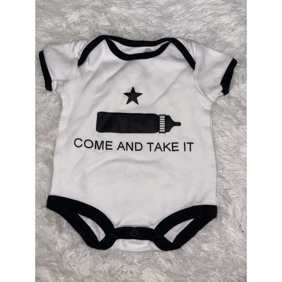 Tiny Trooper Sz. 3/6 Mo. “ Come And Take It” Snap Shirt. Grt. Shape. Cute - Picture 1 of 4